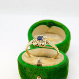 Edwardian 9ct Gold & Platinum Set Sapphire & Spinel Cluster Ring Antique c1910