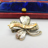 WW1 Silver & Rose Gold Shamrock Sweetheart Brooch 'Ypres' Antique 1918 c