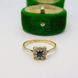 Edwardian 9ct Gold & Platinum Set Sapphire & Spinel Cluster Ring Antique c1910