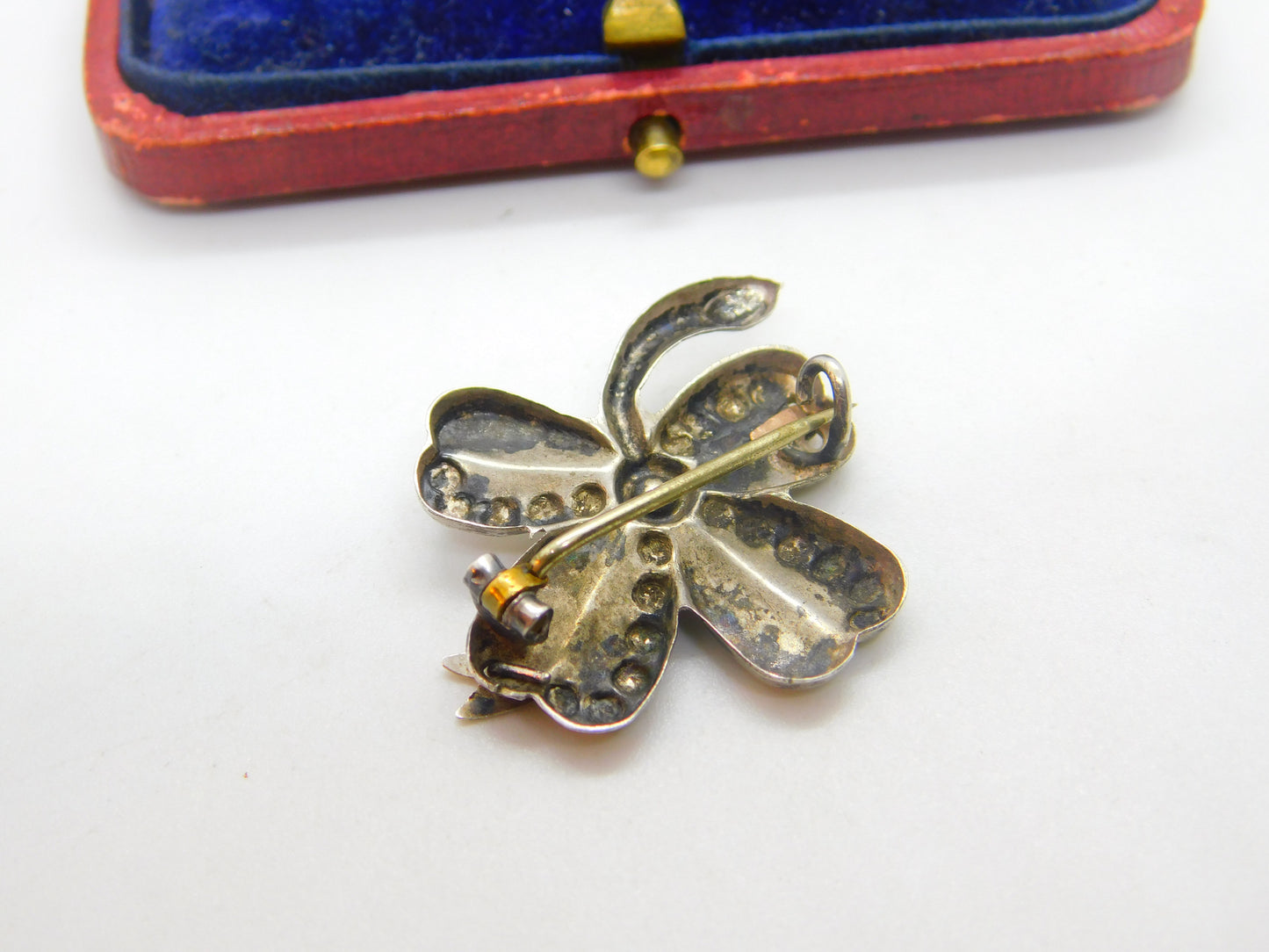 WW1 Silver & Rose Gold Shamrock Sweetheart Brooch 'Ypres' Antique 1918 c