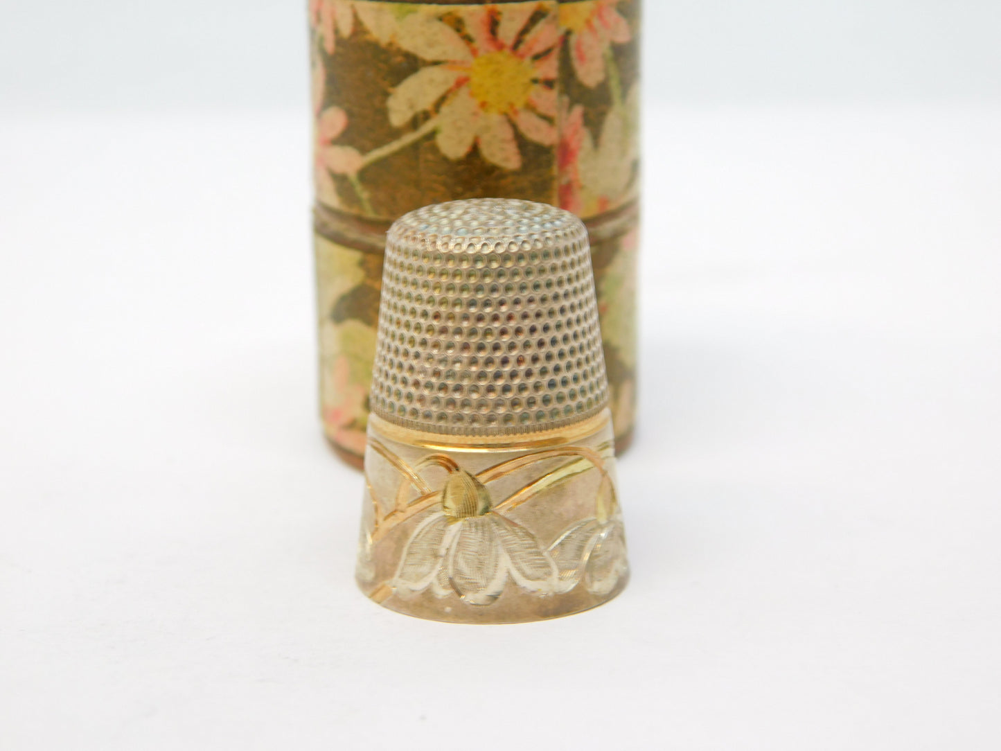 19th Century E Klein u. Cie 800 Silver & Gold Boxed Sewing Thimble Antique c1880