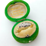 Edwardian 9ct Gold & Platinum Set Diamond Crossover Ring Antique c1910