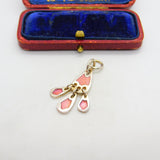 Scottish Ortak Sterling Silver Pink Enamel Drop Pendant Vintage c1980 'MG'
