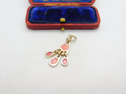 Scottish Ortak Sterling Silver Pink Enamel Drop Pendant Vintage c1980 'MG'