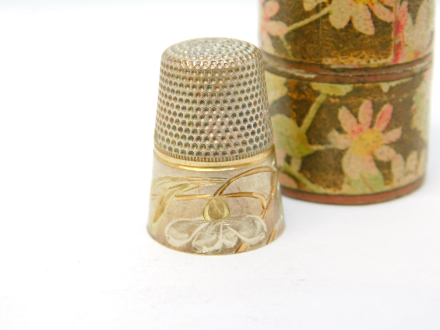 19th Century E Klein u. Cie 800 Silver & Gold Boxed Sewing Thimble Antique c1880