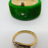 Edwardian 9ct Gold & Platinum Set Diamond Crossover Ring Antique c1910
