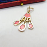 Scottish Ortak Sterling Silver Pink Enamel Drop Pendant Vintage c1980 'MG'