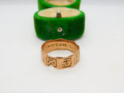 Victorian 9ct Rose Gold Cross Pattern Band Ring Antique 1887 Birmingham
