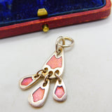 Scottish Ortak Sterling Silver Pink Enamel Drop Pendant Vintage c1980 'MG'