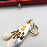 Scottish Ortak Sterling Silver Pink Enamel Drop Pendant Vintage c1980 'MG'