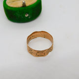 Victorian 9ct Rose Gold Cross Pattern Band Ring Antique 1887 Birmingham