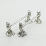 Victorian Pair of Silver Plated Perched Owl Knife Rests Antique c1880 Sheffield