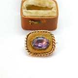 Georgian 9ct Gold & Amethyst Set Sweetheart Brooch c1820 Antique Regency