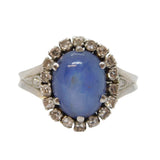 18ct White Gold Star Sapphire Diamond Cluster Ring