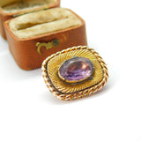 Georgian 9ct Gold & Amethyst Set Sweetheart Brooch c1820 Antique Regency