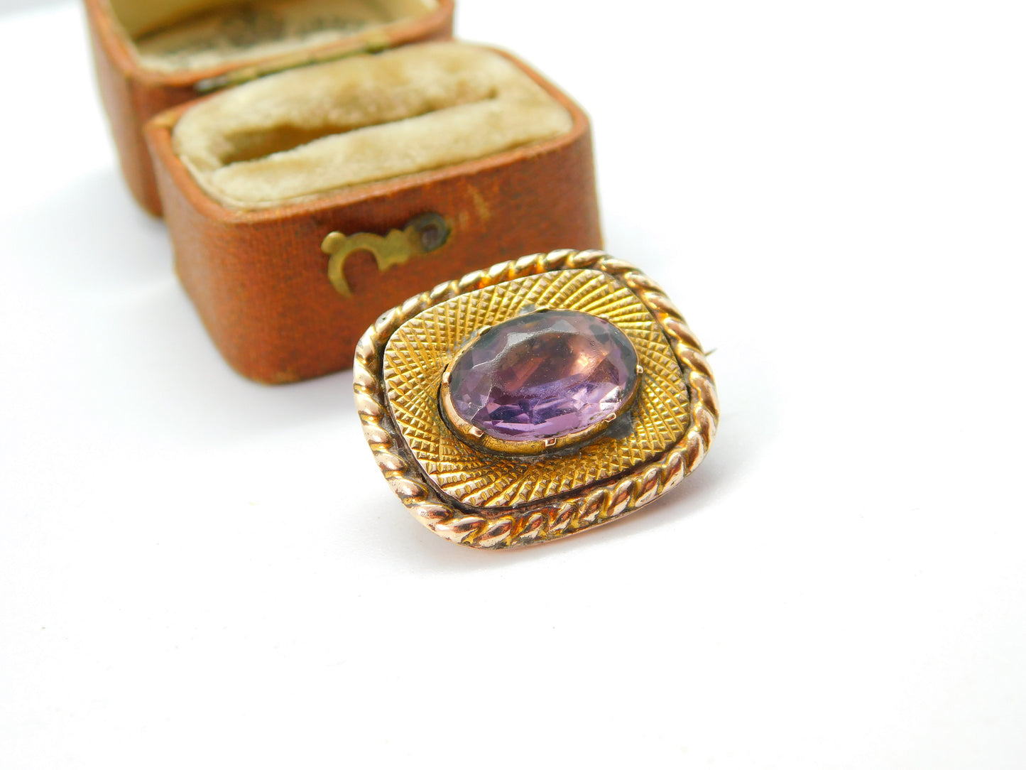 Georgian 9ct Gold & Amethyst Set Sweetheart Brooch c1820 Antique Regency