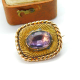 Georgian 9ct Gold & Amethyst Set Sweetheart Brooch c1820 Antique Regency