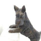 Pair of Cast Bronze & Marble Westie Terrier Dog Bookends Vintage c1970