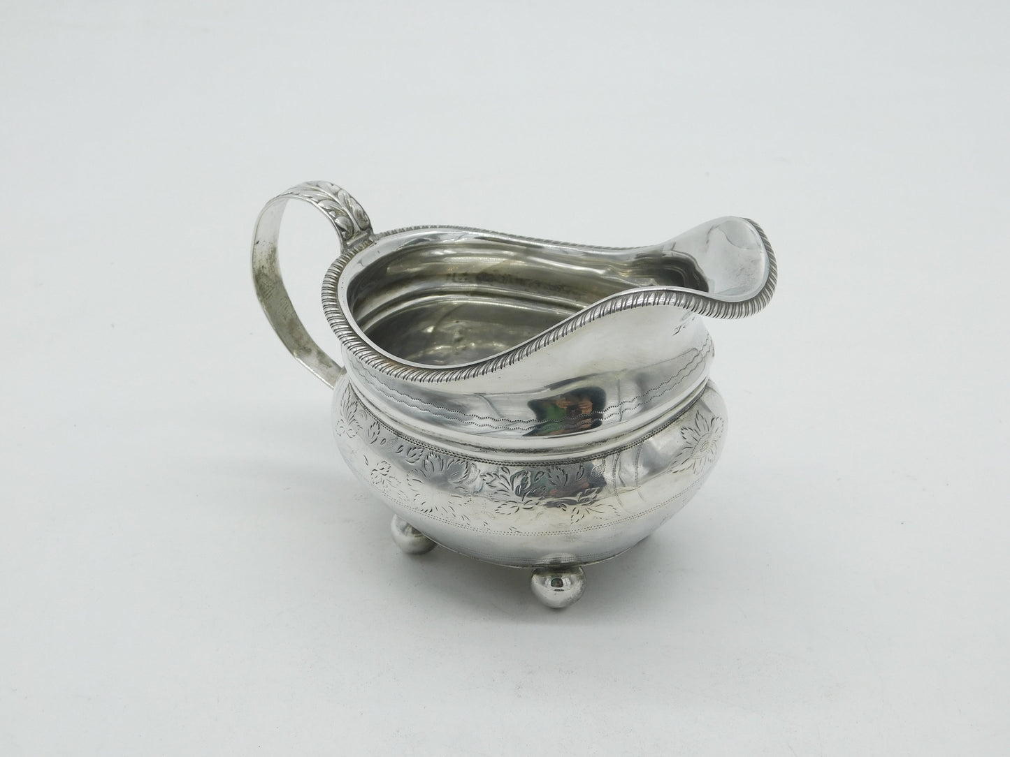 Georgian Sterling Silver Leaf Pattern Cream Jug 1798 London Antique T. Harper