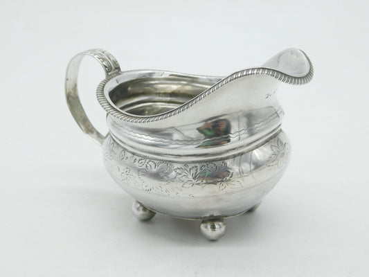 Georgian Sterling Silver Leaf Pattern Cream Jug 1798 London Antique T. Harper