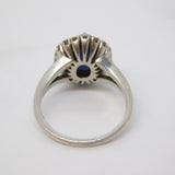 18ct White Gold, 2.5ct Cabochon Star Sapphire & 1 ct Diamond Cluster Ring Vintage