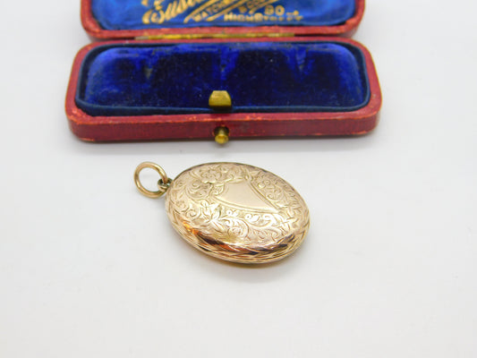 Victorian 9ct Gold Back & Front Floral Pattern Double Locket Antique c1880