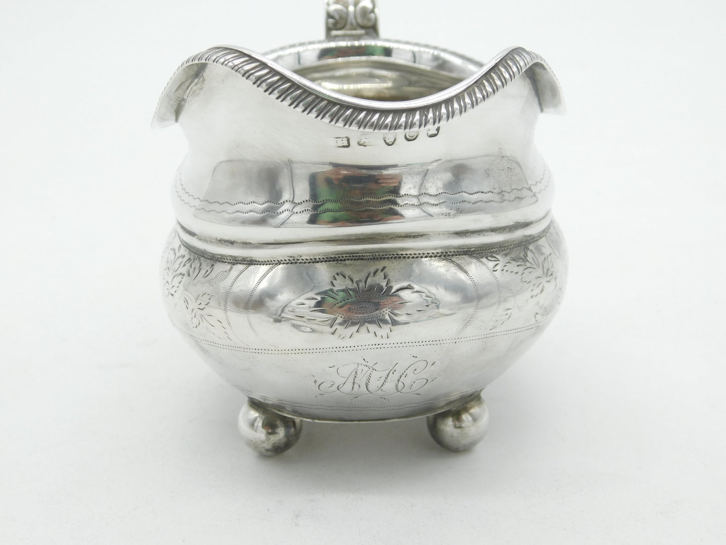 Georgian Sterling Silver Leaf Pattern Cream Jug 1798 London Antique T. Harper