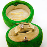 9ct Yellow Gold Modernist Spinel Set Dress Ring Vintage 1982 Birmingham