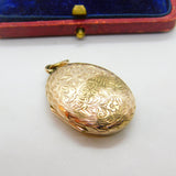 Victorian 9ct Gold Back & Front Floral Pattern Double Locket Antique c1880