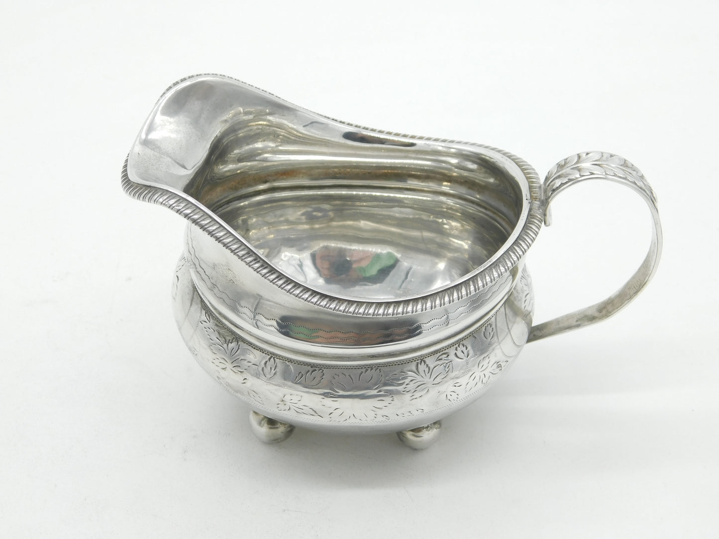 Georgian Sterling Silver Leaf Pattern Cream Jug 1798 London Antique T. Harper