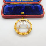 9ct Yellow Gold Portrait Locket Brooch Pin Antique c1920 Art Deco
