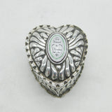 Victorian Sterling Silver Enamel Heart Shape Trinket Box 1888 London Antique