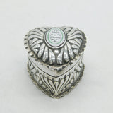 Victorian Sterling Silver Enamel Heart Shape Trinket Box 1888 London Antique