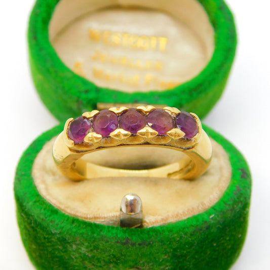 18ct Yellow Gold Five-Stone Band Ring Vintage c1990 Birmingham