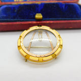 9ct Yellow Gold Portrait Locket Brooch Pin Antique c1920 Art Deco