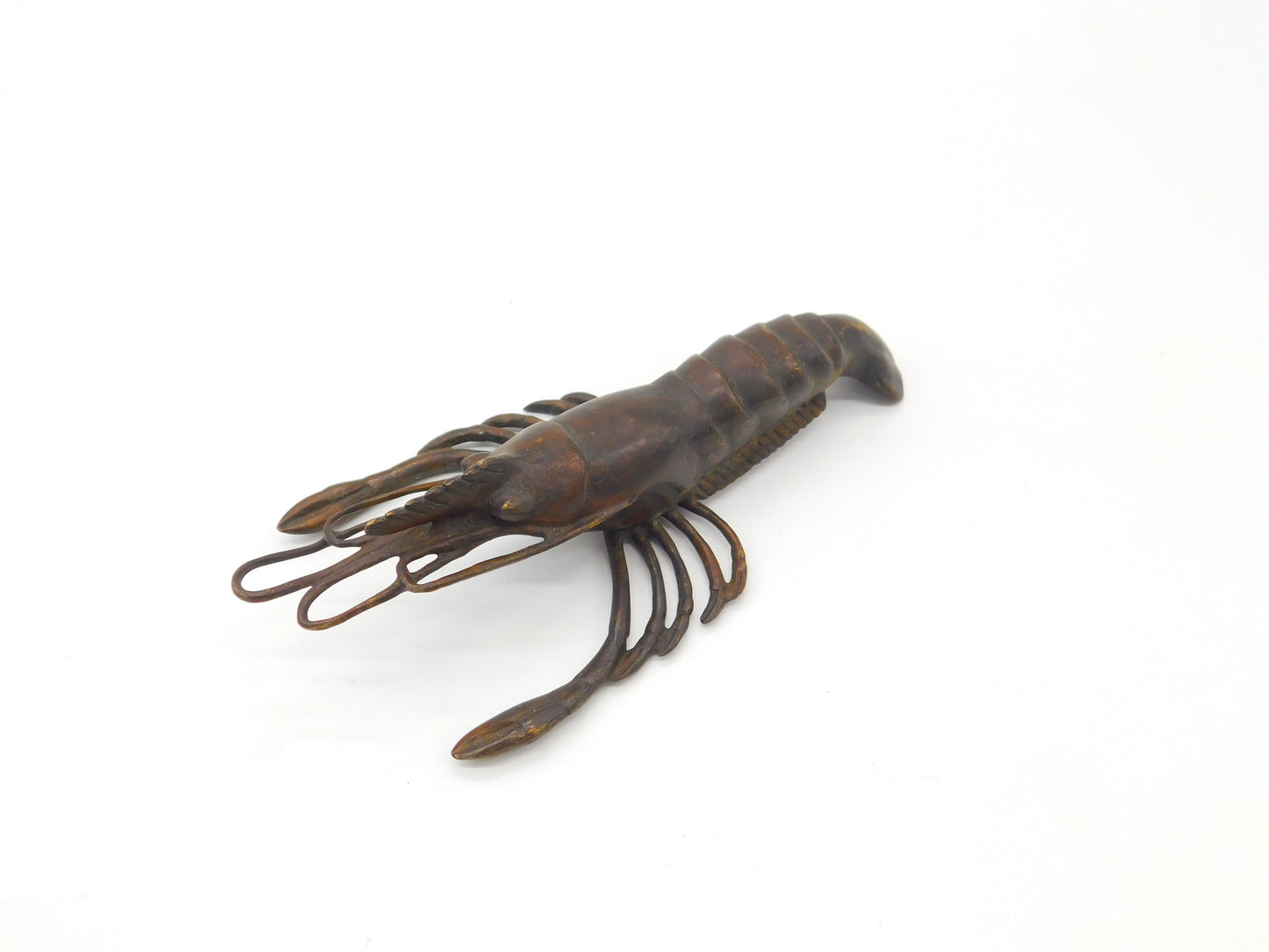 Victorian Revival Cast Bronze Crayfish Sculpture Figurine Vintage c1980