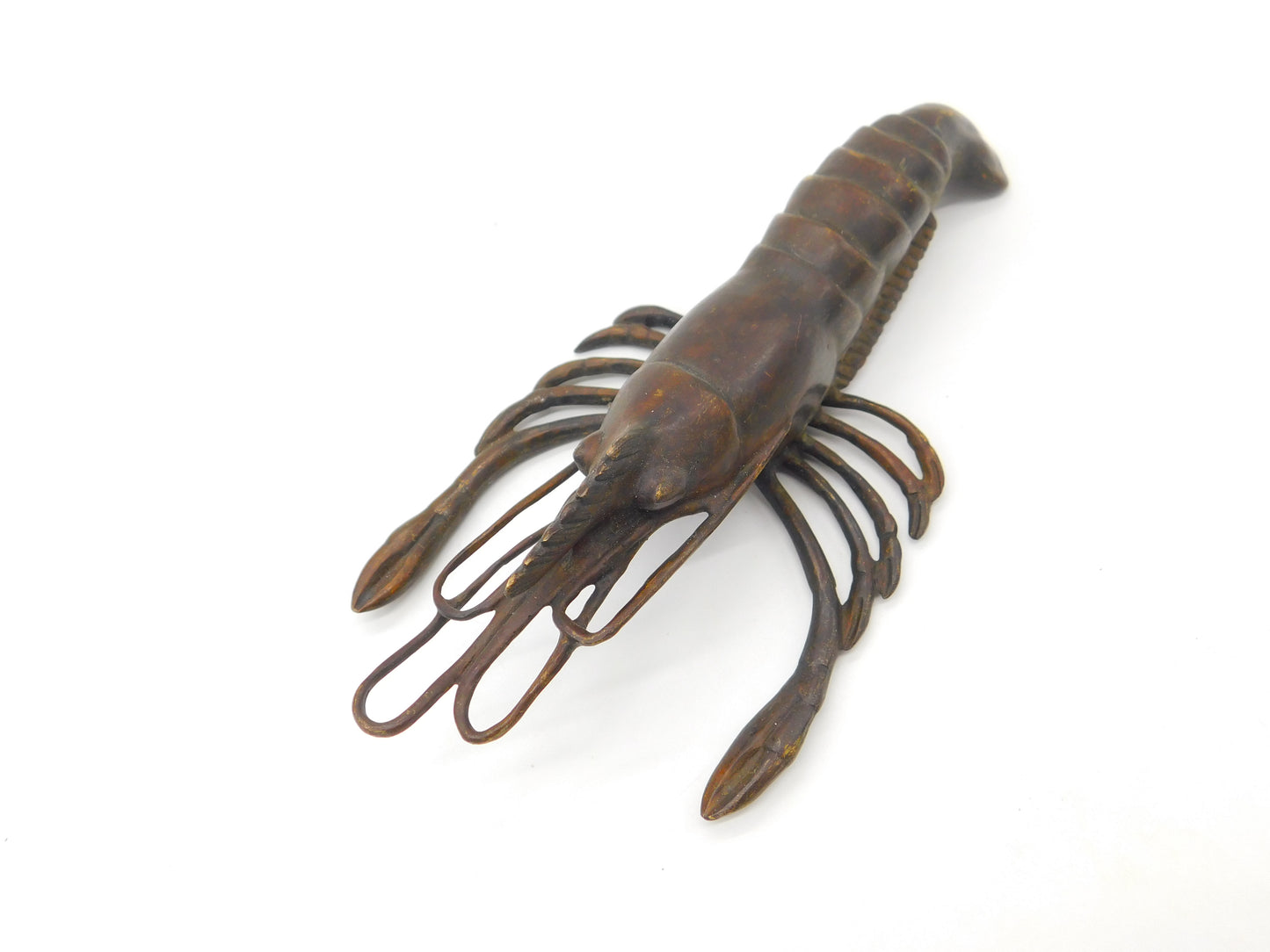 Victorian Revival Cast Bronze Crayfish Sculpture Figurine Vintage c1980