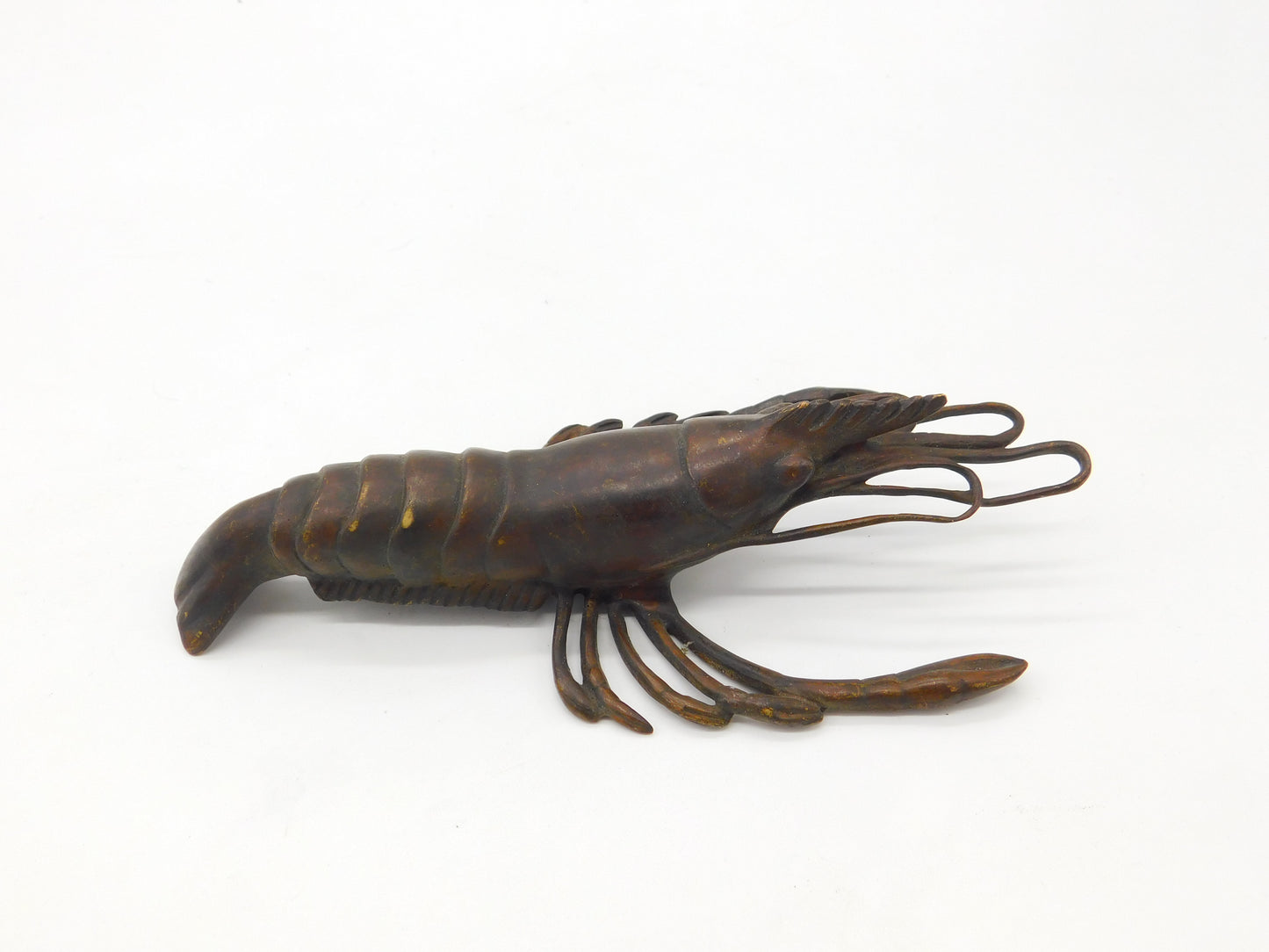 Victorian Revival Cast Bronze Crayfish Sculpture Figurine Vintage c1980