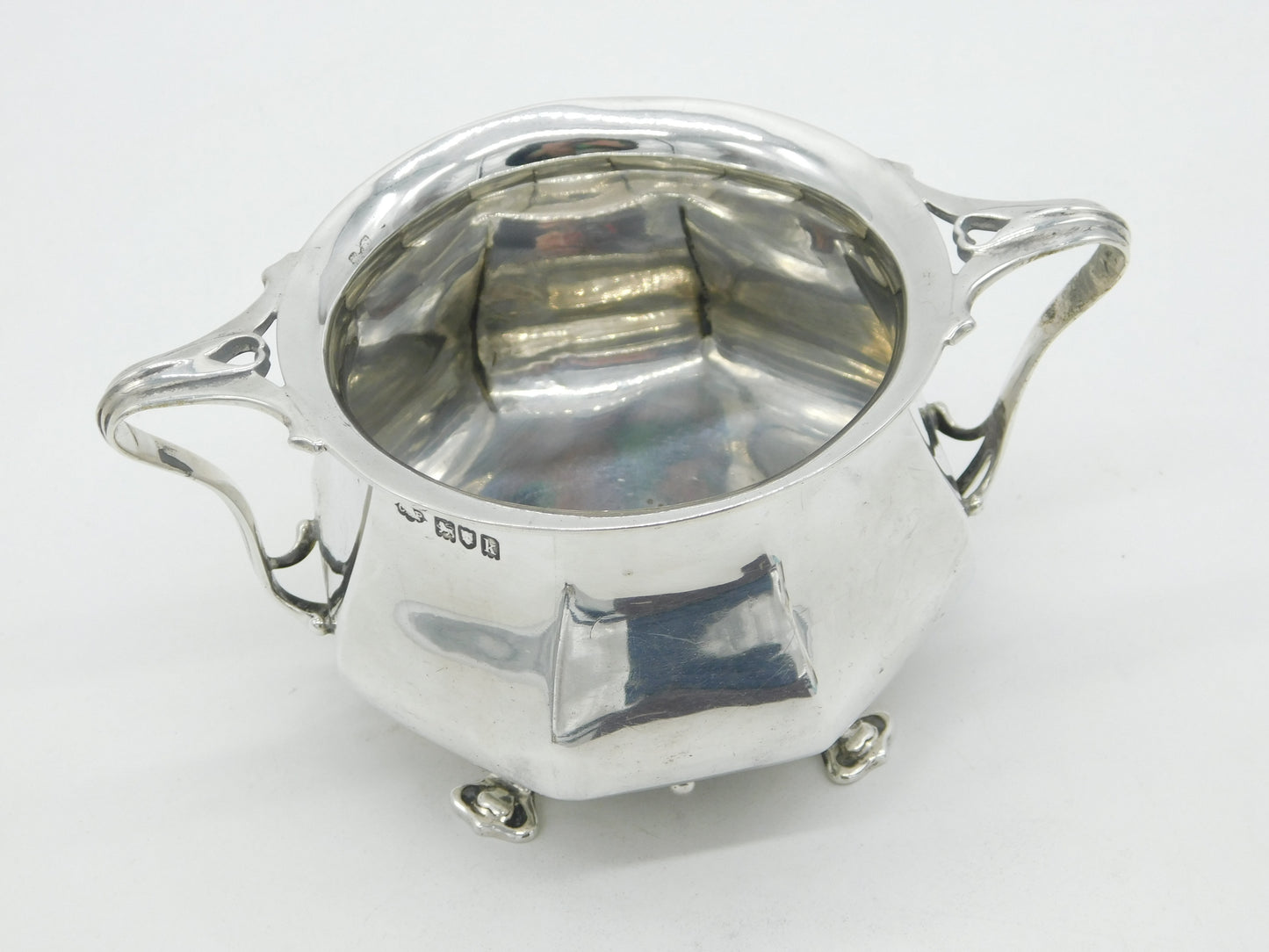 Chamberlain Clarke Partnership Art Nouveau Sterling Silver Sugar Bowl 1905 London