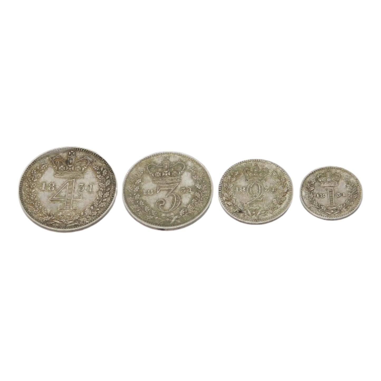 King William IV Silver Proof-Like Maundy Four-Piece Coin Set Antique 1831 Georgian