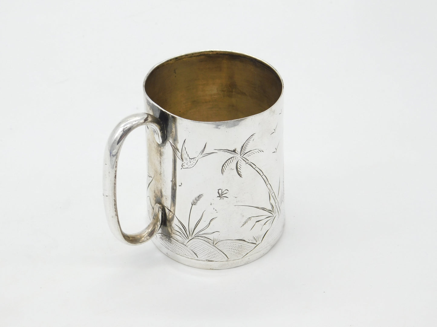 Victorian Sterling Silver Aesthetic Movement Christening Mug Antique c1860