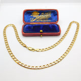 9ct Yellow Gold Diamond Cut Curb Link Chain Necklace 18" Length Vintage c1980
