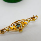 Edwardian 15ct Yellow Gold, Topaz & Seed Pearl Floral Brooch Antique c1910