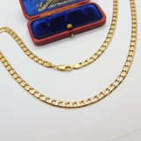 9ct Yellow Gold Diamond Cut Curb Link Chain Necklace 18" Length Vintage c1980