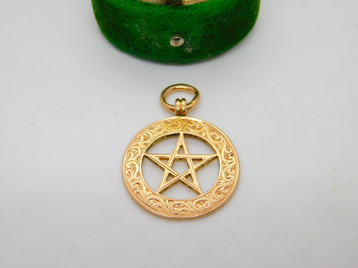 Edwardian 15ct Gold Star of David Fob Pendant Antique 1903 Birmingham