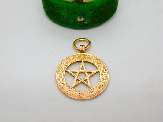 Edwardian 15ct Gold Star of David Fob Pendant Antique 1903 Birmingham