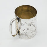Victorian Sterling Silver Aesthetic Movement Christening Mug Antique c1860