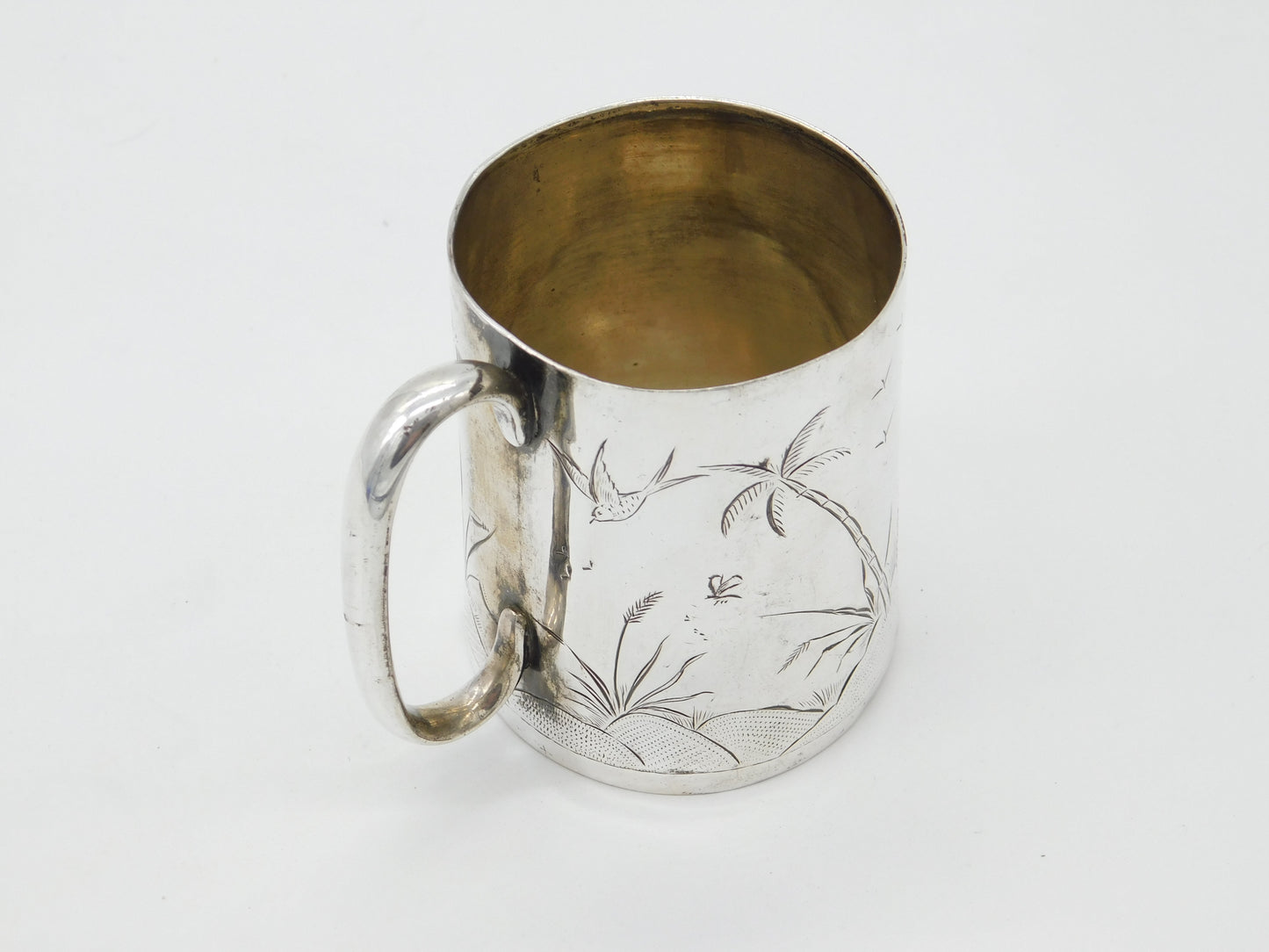 Victorian Sterling Silver Aesthetic Movement Christening Mug Antique c1860