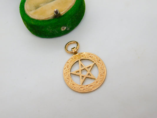 Edwardian 15ct Gold Star of David Fob Pendant Antique 1903 Birmingham