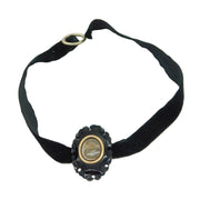 Victorian 9ct Gold, Whitby Jet, Hair Set Mourning Collar Pendant Antique c1850